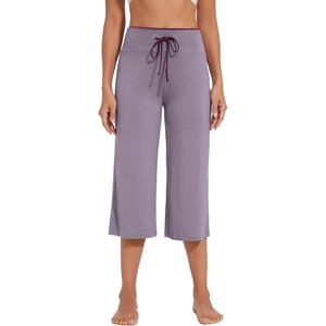 image:imageWiWi Bamboo Viscose womens capri pants Wide Leg Pajama Super Soft Lounge knit Sleep shorts Cooling Pj Bottoms SXXLCviolet