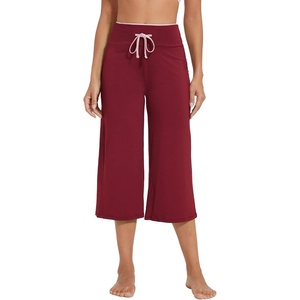 image:imageWiWi Bamboo Viscose womens capri pants Wide Leg Pajama Super Soft Lounge knit Sleep shorts Cooling Pj Bottoms SXXLCwine