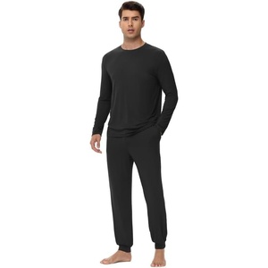 image:imageWiWi Mens Bamboo Viscose Pajama Sets Super Soft Long Sleeve Sleepwear Loungewear Cooling Pjs with Pockets Drawstring SXXLAblack