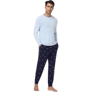 image:imageWiWi Mens Bamboo Viscose Pajama Sets Super Soft Long Sleeve Sleepwear Loungewear Cooling Pjs with Pockets Drawstring SXXLAlight BlueSkiing on Navy