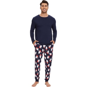 image:imageWiWi Mens Bamboo Viscose Pajama Sets Super Soft Long Sleeve Sleepwear Loungewear Cooling Pjs with Pockets Drawstring SXXLBnavysanta Claus on Navy