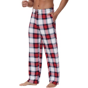 image:imageWiWi Mens Pajama Pants Soft Viscose Bamboo 1 or 2 Pack Sleep Lounge Bottoms Comfy Pj Loungewear with Pockets S4XAnavyRed Plaid