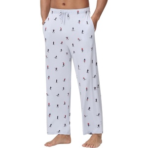 image:imageWiWi Mens Pajama Pants Soft Viscose Bamboo 1 or 2 Pack Sleep Lounge Bottoms Comfy Pj Loungewear with Pockets S4XAskiing on Light Blue