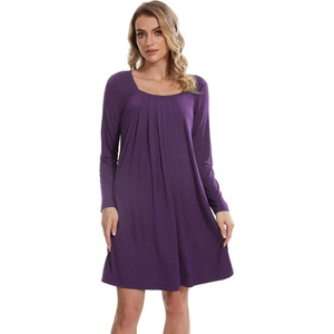 image:imageWiWi Nightgowns for Women Soft Short Sleeve Sleep Nightgown Viscose from Bamboo Night Shirt Sleepwear SXXLDdark Purple