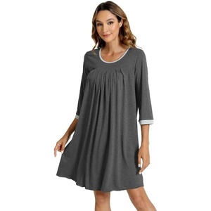 image:imageWiWi Nightgowns for Women Soft Short Sleeve Sleep Nightgown Viscose from Bamboo Night Shirt Sleepwear SXXLEcharcoal Heather
