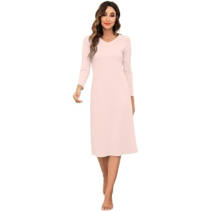 image:imageWiWi Nightgowns for Women Super Soft Viscose from Bamboo Long Sleeve Nightshirts Cooling Sleepwear Plus Size Nightshirts S3XDusty Pink
