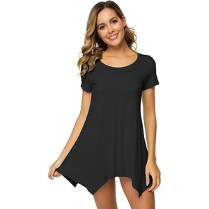 image:imageWiWi Nightgowns for Women Viscose from Bamboo Short Sleeve Sleepwear Super Soft Sleep Shirts Cool Plus Size Nightdress S4XBlack