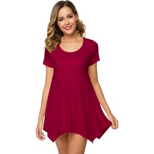 image:imageWiWi Nightgowns for Women Viscose from Bamboo Short Sleeve Sleepwear Super Soft Sleep Shirts Cool Plus Size Nightdress S4XWine