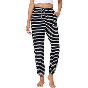 image:imageWiWi Pajama Pants for Women Lounge Super Soft Joggers Yoga Viscose from Bamboo Bottoms Cooling Pajamas Pant Sweatpants S4XAblack White Stripe