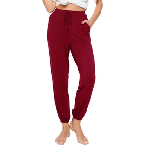 image:imageWiWi Pajama Pants for Women Lounge Super Soft Joggers Yoga Viscose from Bamboo Bottoms Cooling Pajamas Pant Sweatpants S4XAwine Red