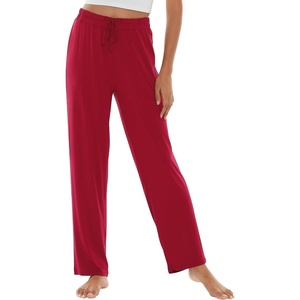 image:imageWiWi Pajama Pants for Women Viscose from Bamboo Super Soft Wide Leg Cooling Sweatpants Drawstring Bottoms Sleep Pj Pant SXXLAwine Red