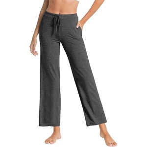 image:imageWiWi Pajama Pants for Women Viscose from Bamboo Super Soft Wide Leg Cooling Sweatpants Drawstring Bottoms Sleep Pj Pant SXXLBcharcoal Heather