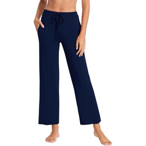 image:imageWiWi Pajama Pants for Women Viscose from Bamboo Super Soft Wide Leg Cooling Sweatpants Drawstring Bottoms Sleep Pj Pant SXXLBnavy