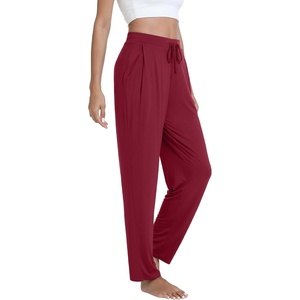 image:imageWiWi Pajama Pants for Women Viscose from Bamboo Super Soft Wide Leg Cooling Sweatpants Drawstring Bottoms Sleep Pj Pant SXXLCwine
