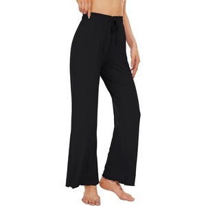 image:imageWiWi Pajama Pants for Women Viscose from Bamboo Super Soft Wide Leg Cooling Sweatpants Drawstring Bottoms Sleep Pj Pant SXXLEblack