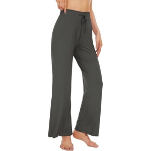 image:imageWiWi Pajama Pants for Women Viscose from Bamboo Super Soft Wide Leg Cooling Sweatpants Drawstring Bottoms Sleep Pj Pant SXXLEiron Grey