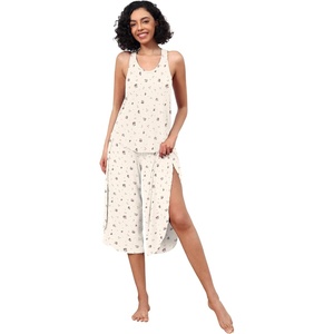 image:imageWiWi Pajama Set for Women Sexy Sleeveless Tops Pjs Viscose from Bamboo Soft Ribbed Fabric Racerback Sleepwear SXXLBbeige Rose