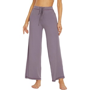 image:imageWiWi Pajamas Pants for Women Wide Leg Long Bottoms Bamboo Viscose Casual Loose Sweatpants High Waist Joggers SXXLAviolet