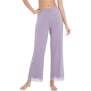 image:imageWiWi Pajamas Pants for Women Wide Leg Long Bottoms Bamboo Viscose Casual Loose Sweatpants High Waist Joggers SXXLBviolet