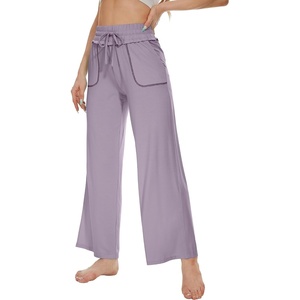 image:imageWiWi Pajamas Pants for Women Wide Leg Long Bottoms Bamboo Viscose Casual Loose Sweatpants High Waist Joggers SXXLCviolet