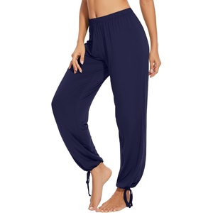 image:imageWiWi Pajamas Pants for Women Wide Leg Long Bottoms Bamboo Viscose Casual Loose Sweatpants High Waist Joggers SXXLDnavy