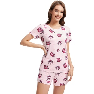 image:imageWiWi Pajamas Set for Women Cooling Short Sleeve Sleepwear Soft Knit Shorts Pjs Sets Viscose from Bamboo SXXLAcoffee Cup