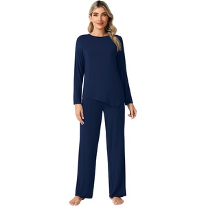 image:imageWiWi Pajamas Set for Women Super Soft Long Sleeve Pj Cooling Sleepwear Lounge Sets Loungewear Viscose from Bamboo SXXLBnavy