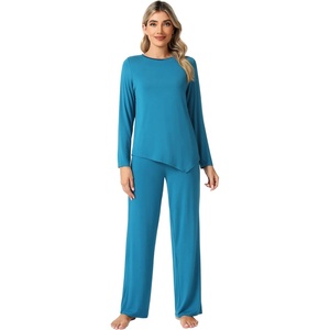 image:imageWiWi Pajamas Set for Women Super Soft Long Sleeve Pj Cooling Sleepwear Lounge Sets Loungewear Viscose from Bamboo SXXLBteal Blue