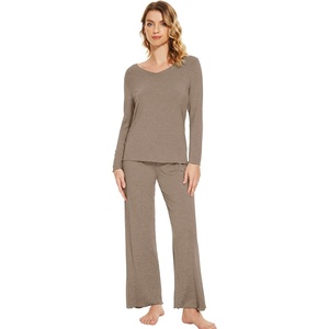 image:imageWiWi Pajamas Sets for Women Soft Long Sleeve Tops and Pants Sleepwear Ladies Pjs Viscose from Bamboo Pj SXXLAcamel