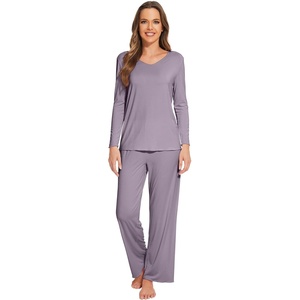image:imageWiWi Pajamas Sets for Women Soft Long Sleeve Tops and Pants Sleepwear Ladies Pjs Viscose from Bamboo Pj SXXLAviolet