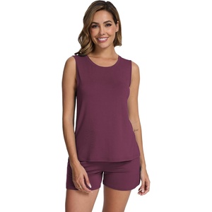 image:imageWiWi Pajamas for Women Tank Top Pajama Set Sleeveless Viscose from Bamboo Sleepwear Soft Shorts Pjs Sets Pj Loungewear SXXLDark Purple