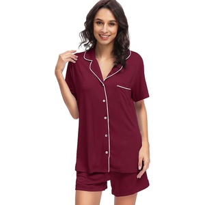 image:imageWiWi Soft Pajamas Set for Women Button Down Short Pajama Sets Plus Size Pjs Sleepwear Viscose from Bamboo S4XAwine