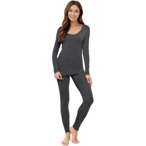 image:imageWiWi Soft Underwear for Women Thermal Long Johns Sets Super Warm Base Layer Top Pants Pajamas Set Viscose from Bamboo S3XAcharcoal Heather