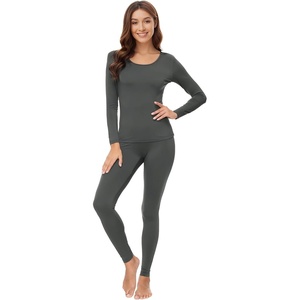 image:imageWiWi Soft Underwear for Women Thermal Long Johns Sets Super Warm Base Layer Top Pants Pajamas Set Viscose from Bamboo S3XAiron Grey