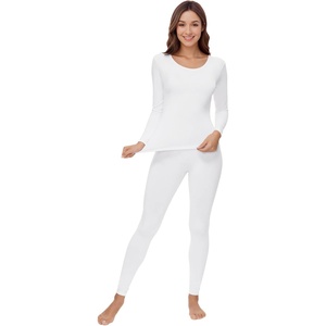 image:imageWiWi Soft Underwear for Women Thermal Long Johns Sets Super Warm Base Layer Top Pants Pajamas Set Viscose from Bamboo S3XAraw White
