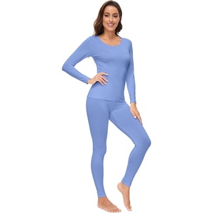 image:imageWiWi Soft Underwear for Women Thermal Long Johns Sets Super Warm Base Layer Top Pants Pajamas Set Viscose from Bamboo S3XAsky Blue