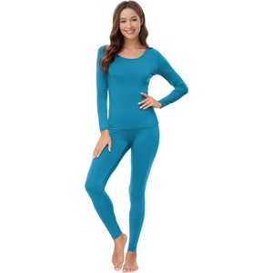 image:imageWiWi Soft Underwear for Women Thermal Long Johns Sets Super Warm Base Layer Top Pants Pajamas Set Viscose from Bamboo S3XAteal Blue