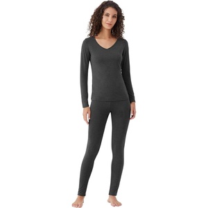 image:imageWiWi Soft Underwear for Women Thermal Long Johns Sets Super Warm Base Layer Top Pants Pajamas Set Viscose from Bamboo S3XBcharcoal Heather