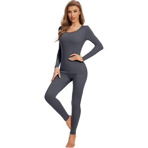 image:imageWiWi Soft Underwear for Women Thermal Long Johns Sets Super Warm Base Layer Top Pants Pajamas Set Viscose from Bamboo S3XCcharcoal