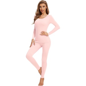 image:imageWiWi Soft Underwear for Women Thermal Long Johns Sets Super Warm Base Layer Top Pants Pajamas Set Viscose from Bamboo S3XCpink