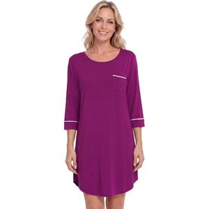 image:imageWiWi Super Soft Nightgowns for Women 34 Sleeve Cooling Nightshirts Sleepwear Bamboo Viscose Dress S4XAdark Reddish Purple