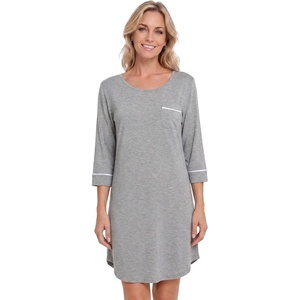 image:imageWiWi Super Soft Nightgowns for Women 34 Sleeve Cooling Nightshirts Sleepwear Bamboo Viscose Dress S4XAheather Grey