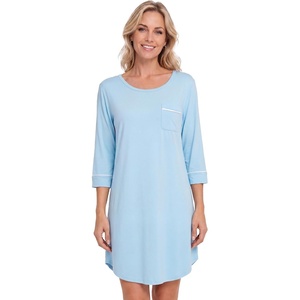 image:imageWiWi Super Soft Nightgowns for Women 34 Sleeve Cooling Nightshirts Sleepwear Bamboo Viscose Dress S4XApale Blue