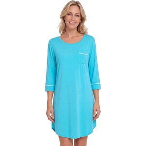 image:imageWiWi Super Soft Nightgowns for Women 34 Sleeve Cooling Nightshirts Sleepwear Bamboo Viscose Dress S4XAturquoise