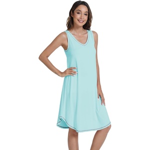 image:imageWiWi Tank Nightgown for Women Soft Comfy Sleeveless Sleep Gowns Viscose from Bamboo Cooling Sleepwear SXXLAaqua
