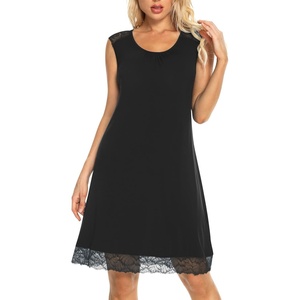image:imageWiWi Tank Nightgown for Women Soft Comfy Sleeveless Sleep Gowns Viscose from Bamboo Cooling Sleepwear SXXLBblack