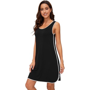 image:imageWiWi Tank Nightgown for Women Soft Comfy Sleeveless Sleep Gowns Viscose from Bamboo Cooling Sleepwear SXXLDblack