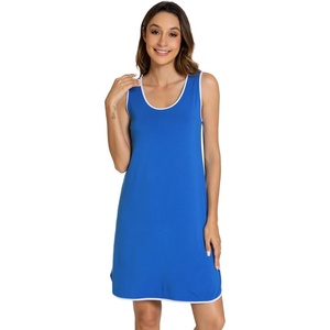 image:imageWiWi Tank Nightgown for Women Soft Comfy Sleeveless Sleep Gowns Viscose from Bamboo Cooling Sleepwear SXXLDbright Blue