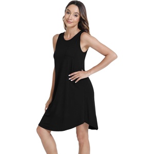 image:imageWiWi Tank Nightgown for Women Soft Comfy Sleeveless Sleep Gowns Viscose from Bamboo Cooling Sleepwear SXXLEblack