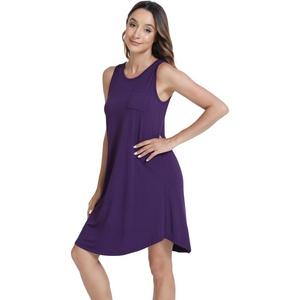 image:imageWiWi Tank Nightgown for Women Soft Comfy Sleeveless Sleep Gowns Viscose from Bamboo Cooling Sleepwear SXXLEdark Purple